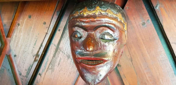 Máscara Madera Mística Obras Arte Estilo Javanés Retro Tradicional Contiene — Foto de Stock