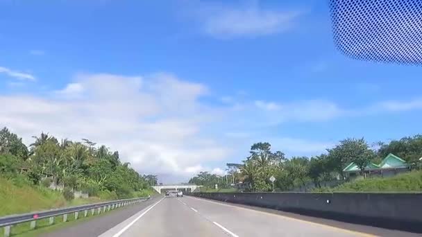 Przejazd Wzdłuż Indonezyjskiej Drogi Płatnej Lub Autostrady Nowy Projekt Infrastruktury — Wideo stockowe