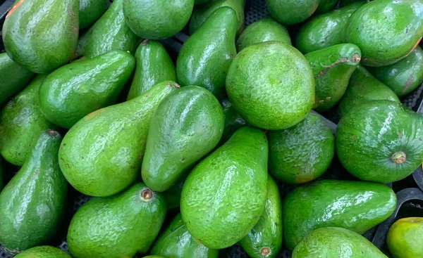 Produtos Frescos Abacates Verdes Mercado Local Frutos Frescos Saudáveis Para — Fotografia de Stock