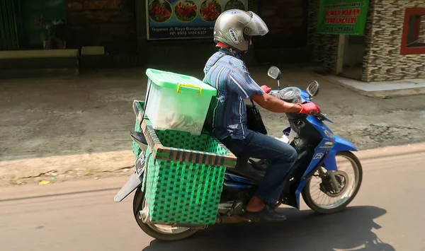 Andar Moto Asia Como Uno Los Métodos Transporte Mercancías Que — Foto de Stock