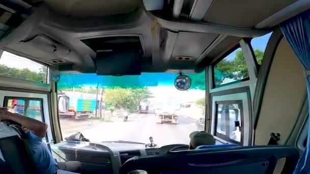 Autobuzul Merge Într Autobuz Interurban Vedeți Scaunul Din Față Pasager — Videoclip de stoc