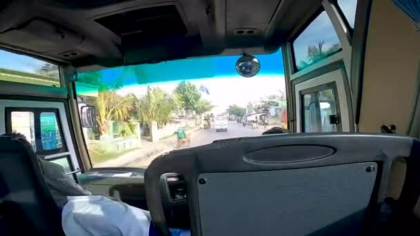 Autobús Autobús Interurbano Vista Desde Asiento Delantero Como Pasajero Autobús — Vídeos de Stock