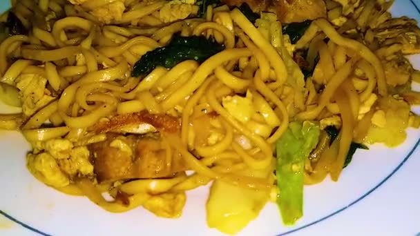 Mie Goreng Jawa Traditional Javanese Fried Noodle Sweet Savory Delicious — Stock Video