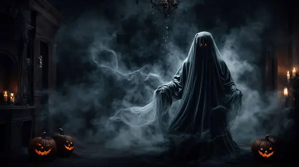 Τρομακτικό Απόκριες Φάντασμα Τρομακτική Σκοτεινή Νύχτα Απόκριες Εκδήλωση Halloween Έννοια — Φωτογραφία Αρχείου
