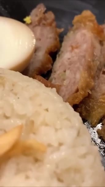Super Delicious Crispy Roasted Peking Duck Served Hainan Rice Crispy — Stock Video