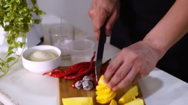 Cozinhar Prato Fresco Saudável Salada Frutas Indonésia Chamado Buah Asinan — Vídeo de Stock