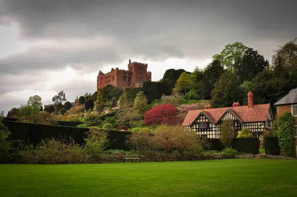 stock image Beautiful and enchanting old and ancient building in rural Europe left untouched in green landscape and blue sky, medieval castle landscape good for multimedia content creation, THIS IS NOT AI IMAGE, Please Check the EXIF DATA