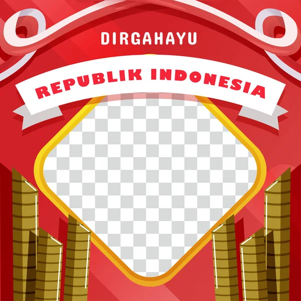 Indonezyjska Gałązka Dnia Niepodległości Szpiczastym Bambusem Idealna Social Media Wektor — Wektor stockowy