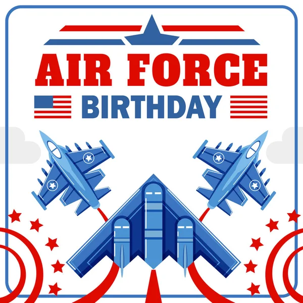 Cumpleaños Fuerza Aérea Atracciones Aviones Combate Perfecto Para Eventos — Vector de stock