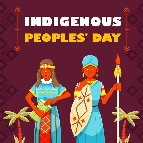 Giornata Dei Popoli Indigeni Popoli Indigeni Mondiali — Vettoriale Stock