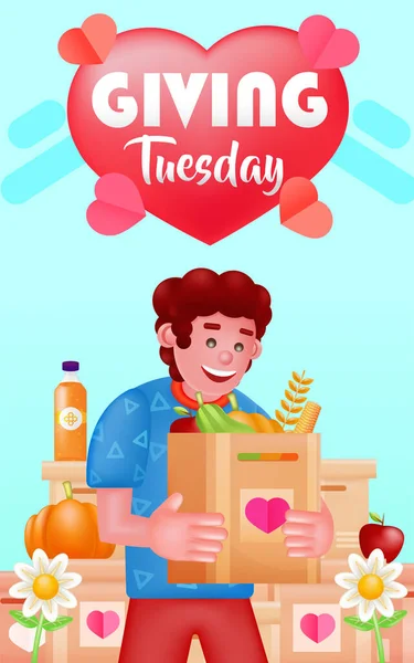 stock vector Giving Tuesday, illustration of a man making a donation