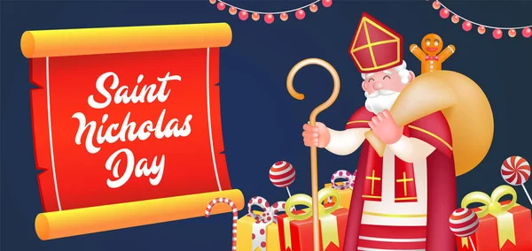 Día San Nicolás San Nicolás Trae Regalos — Archivo Imágenes Vectoriales