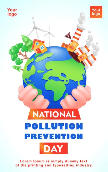 Ulusal Kirliliği Önleme Günü Çevresel Koşullarda Ele Tutuşmanın Boyutlu Gösterimi — Stok Vektör