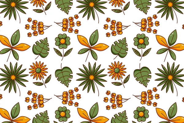 花と葉のアイコンパターン — ストックベクタ