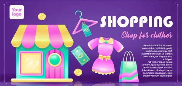 Shopping Shopping Clothes Illustration Clothing Store Shopping Bag — Stock Vector
