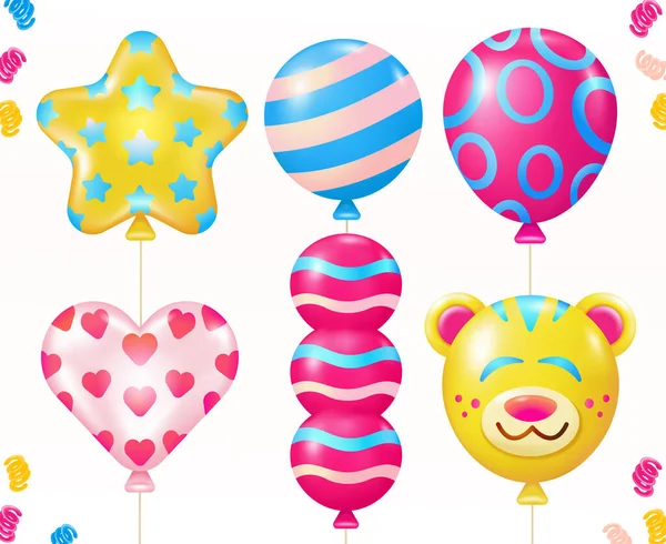 Balloon Variations Vector Elements Stars Love Birthday Tiger — Stock Vector