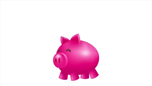 Piggy Bank Tumbuh Dan Menghasilkan Uang Animasi Vektor Cocok Untuk — Stok Video