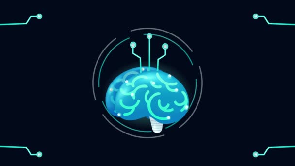 Анімація Мозку Штучного Інтелекту Концепція Футуристичного Людського Мозку Роботизованих Систем — стокове відео