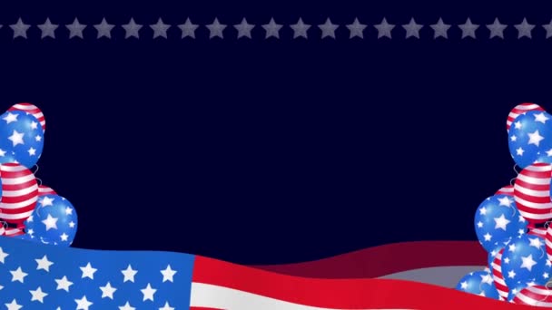 Amerikai Zászlókeret Lufik Emléknap Emlékezz Becsület — Stock videók