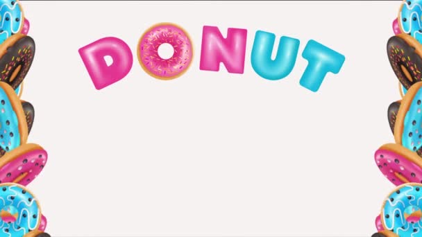 Donut Day Holiday Animação Vetorial Moldura Chocolate Stawbery Donut Baunilha — Vídeo de Stock