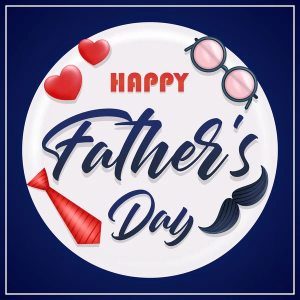 Happy Father Day Poster Banner Template Vector Glasses Tie Heart — Stock Vector