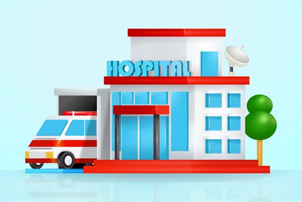 Hospital Building Ambulance Vector Medical Office Modern City Public Health — Stock Vector