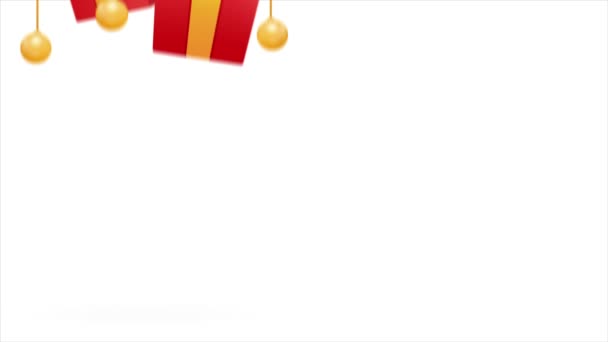 Caixa Presente Vermelha Realista Com Elementos Bola Dourada Pendurados Por — Vídeo de Stock