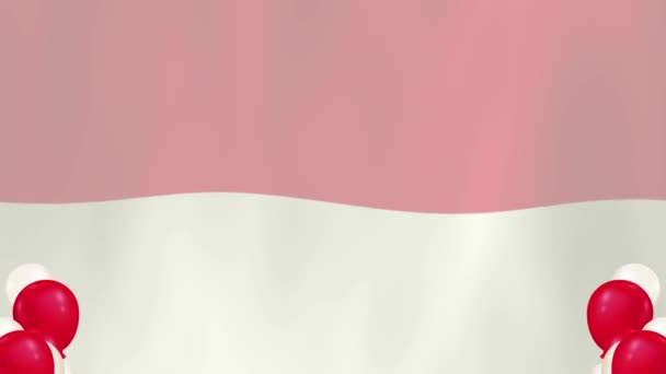Knipperende Indonesische Vlag Achtergrond Met Ballon Frame Elementen Geschikt Voor — Stockvideo