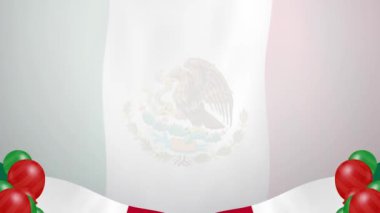 Uçan balon çerçeveli bir Meksika bayrağı. Bağımsızlık Günü geçmişi ve olayları için mükemmel bir Meksika bayrağı.