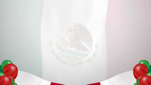 날아다니는 프레임을 멕시코 기념일 행사에 멕시코 국기의 — 비디오