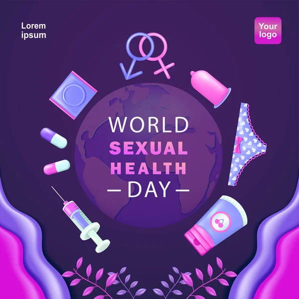 World Sexual Health Day Contraceptives Gender Symbols Women Panties Medicines — Stock Vector