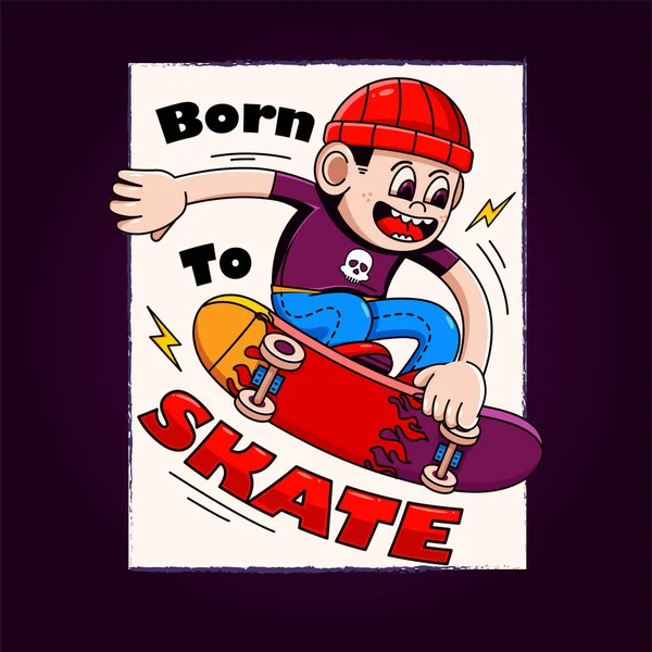 Garçon Sur Skateboard Parfait Pour Les Logos Mascottes Shirts Autocollants — Image vectorielle