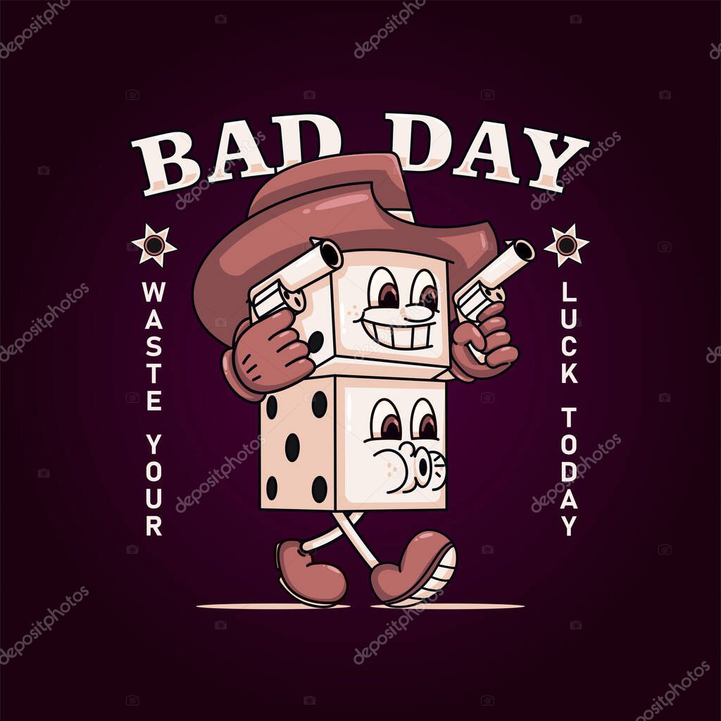 Retro cartoon dice cowboys. Perfect for logos, mascots, t-shirts, stickers and posters
