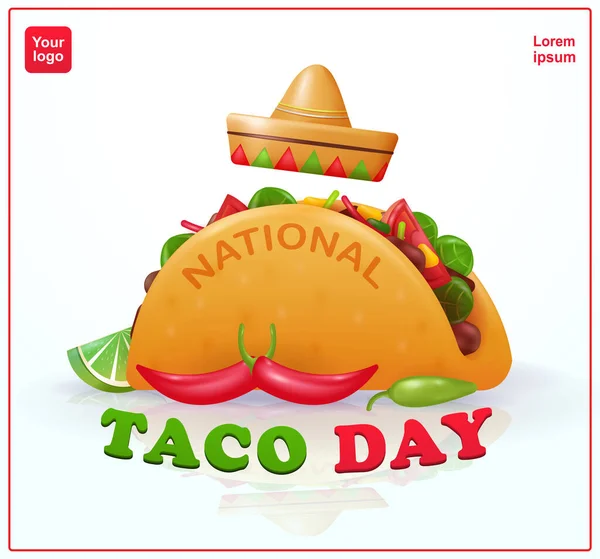 День Тако День Празднования Dia Del Taco Америке Мексике Традиционное — стоковый вектор