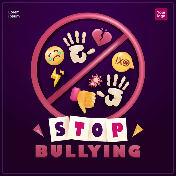 Stop Bullying Poster Elements Prevent Hate Cyber Bullying Online Bullying — Stock Vector