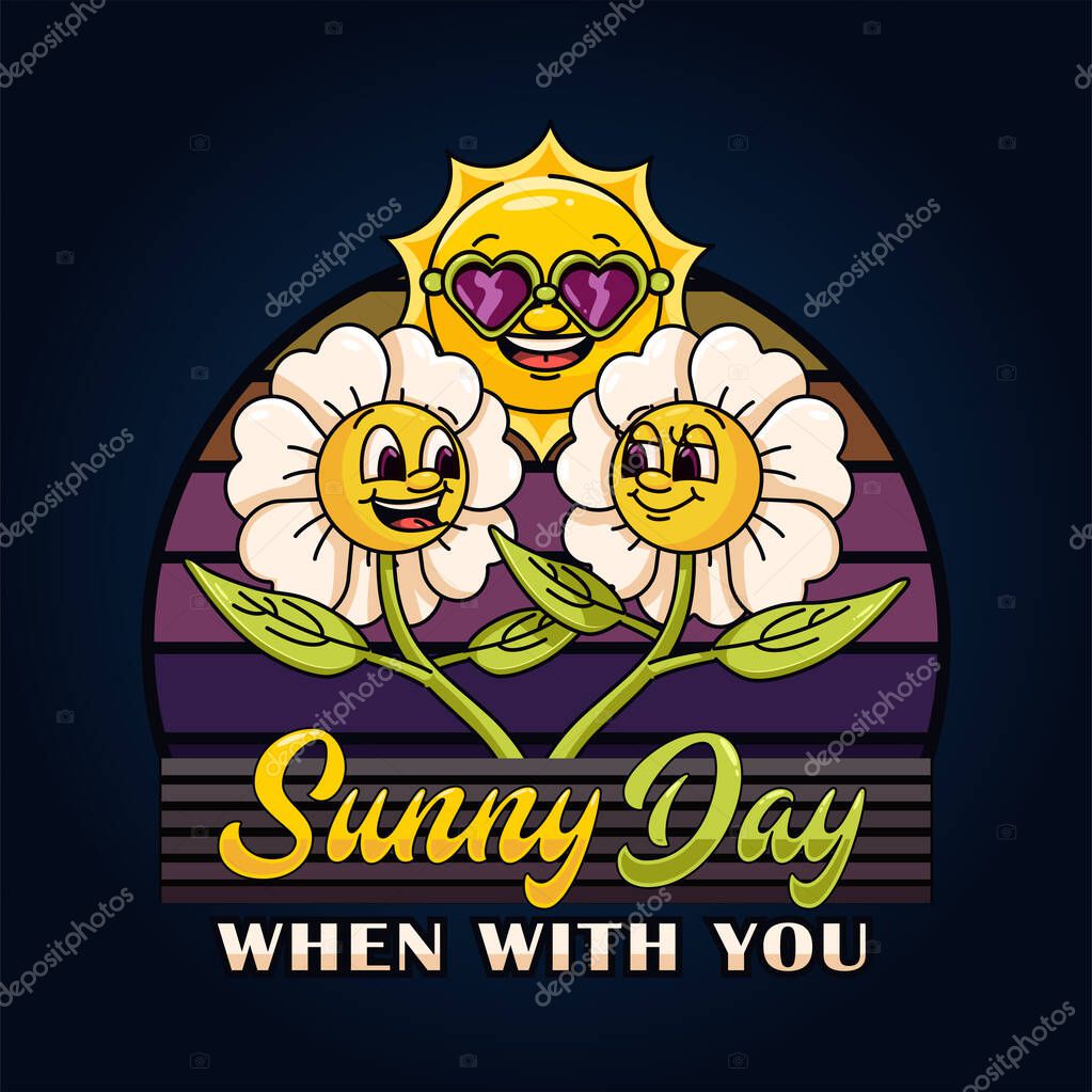 Flowers dancing in summer. Suitable for logos, mascots, t-shirts, stickers and posters