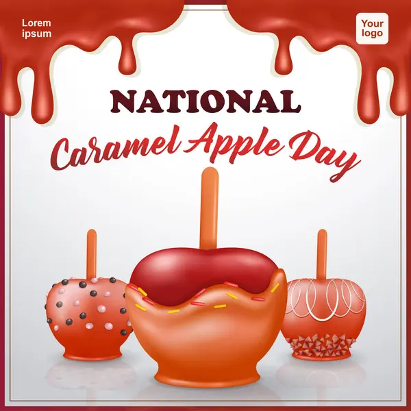 National Caramel Apple Day Vektor Tecknad Stil Godis Äpplen Perfekt — Stock vektor