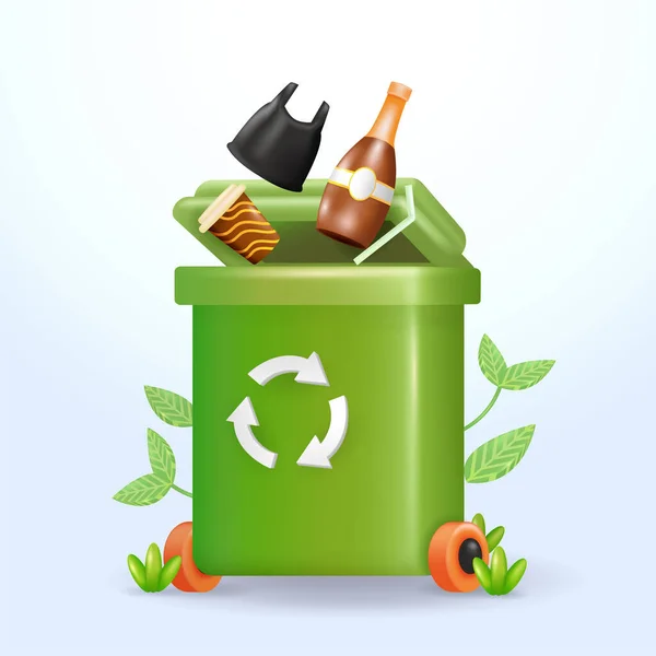 Recyclage Des Bacs Formation Sur Recyclage Des Déchets Plastique Papier — Image vectorielle