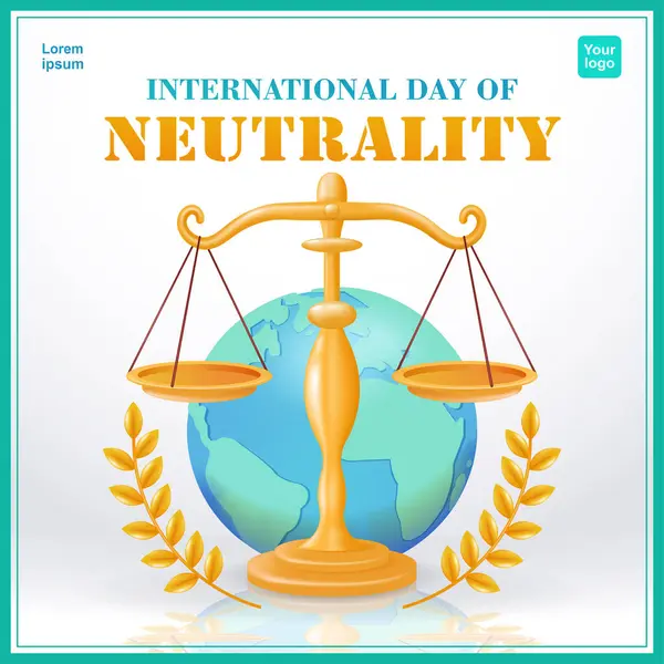Dia Internacional Neutralidade Escalas Equilibradas Justiça Enquadradas Por Folha Ouro — Vetor de Stock