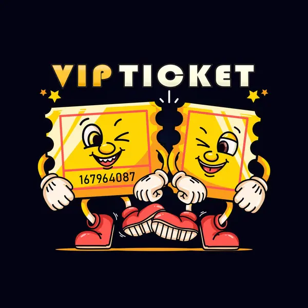 Vip Ticket Character Mascot Suitable Logos Mascots Shirts Stickers Posters — Stock Vector