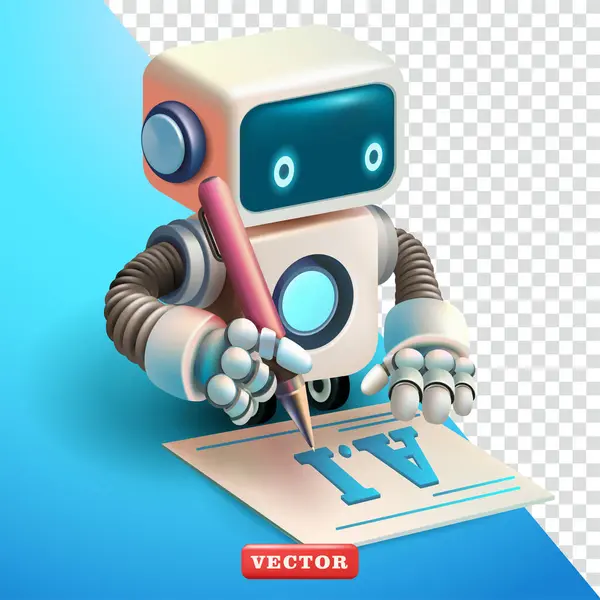 Robot yazıları, 3D vektör. İş ve teknoloji için uygun.