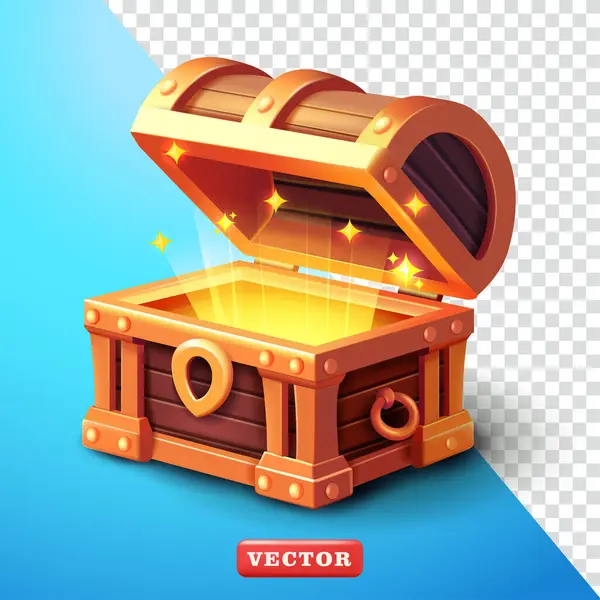 Open Glowing Treasure Chest Vector Suitable Element Design Game Elements — Stock Vector