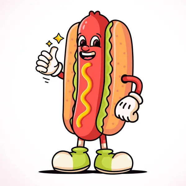 Hotdog Mascote Personagem Dos Desenhos Animados Gráficos De Vetores