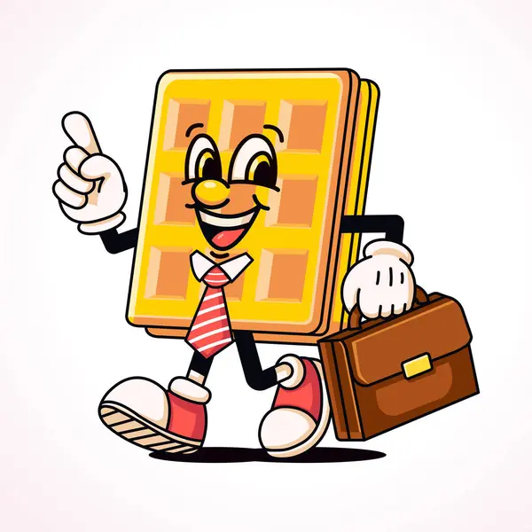 Waffle Vai Para Escritório Mascote Desenhos Animados Vetor De Stock