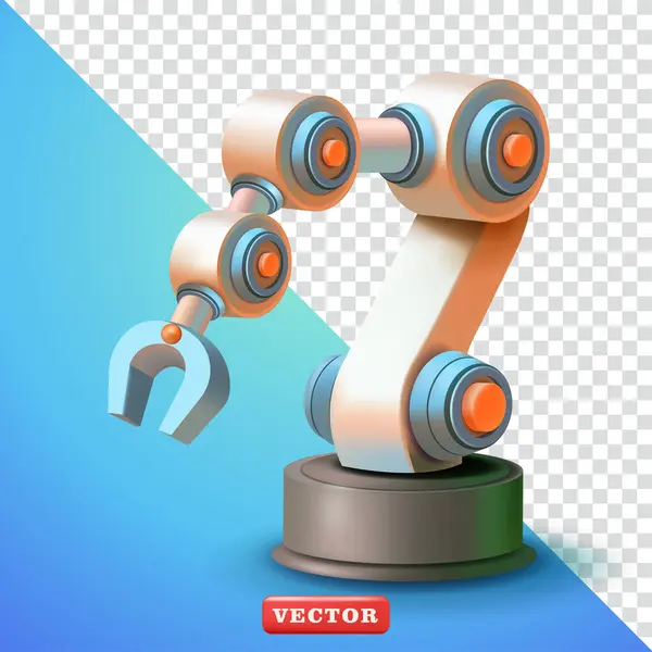 Endüstriyel robot el makinesi, 3D vektör. Teknoloji ve tasarım elementleri için uygun