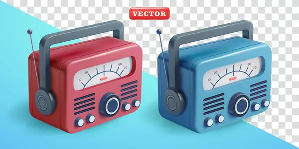 Klasik radyo, 3D vektör. Tasarım ögeleri ve ortam için uygun
