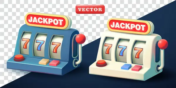 Slot makinası, 3 boyutlu vektör. İş, oyun ve tasarım unsurları için uygundur