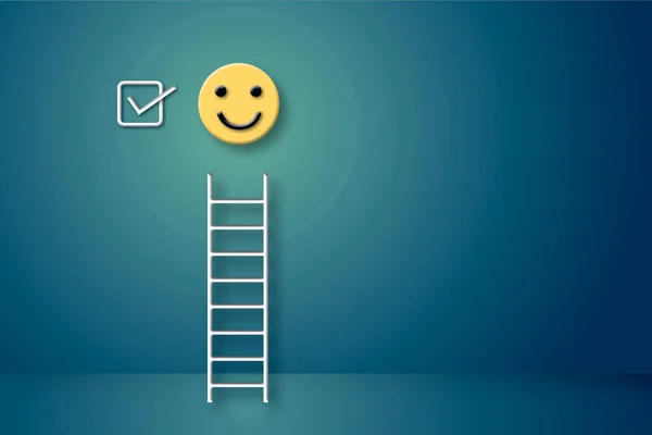 Escada Com Marca Seleção Para Selecionar Círculo Rosto Feliz Como — Fotografia de Stock