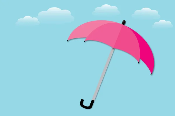 Rosa Regenschirm Mit Wolken Auf Blauem Himmel Hintergrund Flaches Design — Stockfoto