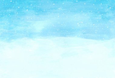 Kış konseptinin akrilik resmi. Şiddetli kar yağışı, doğal Noel arkaplanı. Düşerken kış manzarası. Metin için boşluk kopyala. El boyası desen biçimi.